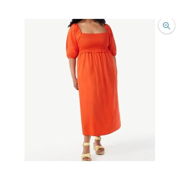 Free assembly Dresses & Skirts - Free assembly women’s Smocked, dark orange, convertible sleeve large
